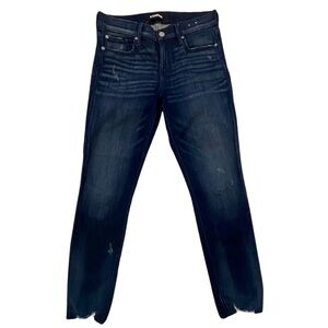 Express Denim Blue Mid Rise Distressed Cropped Skinny Jeans Size 8